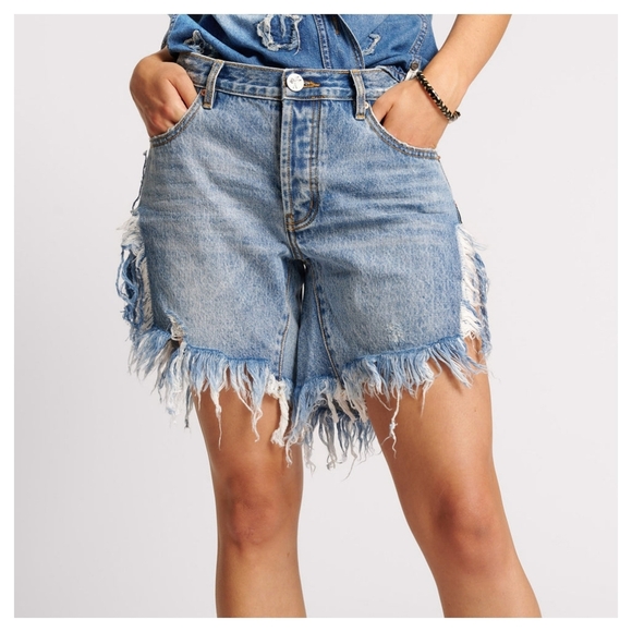 One Teaspoon Frankies Low Waist Mid Length Slouch Denim Short Size 24 - Picture 1 of 5